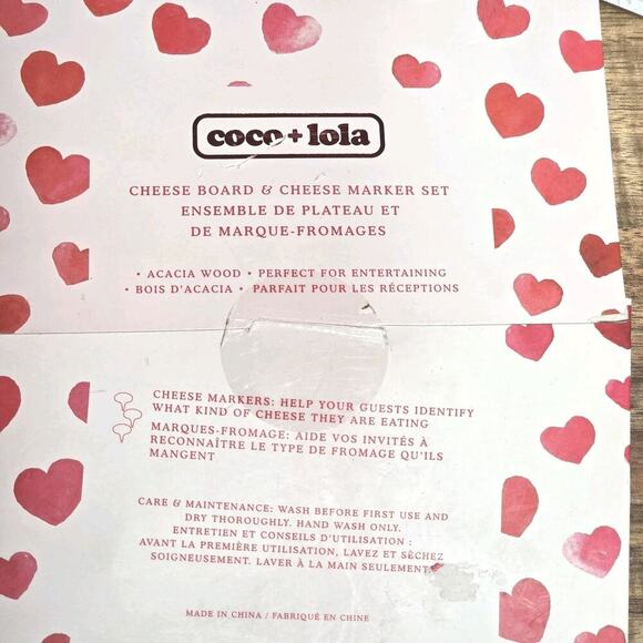 Coco + Lola Cheese Board & Cheese Marker Set Acacia Wood LOVE NWT Charcuterie - Picture 5 of 6